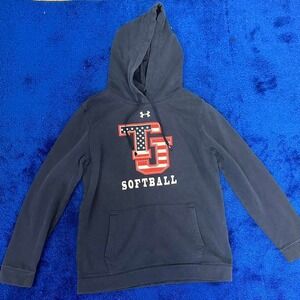 Blue Under Armour hoodie‎ with red and white graphics #streetwear #casual #TJ